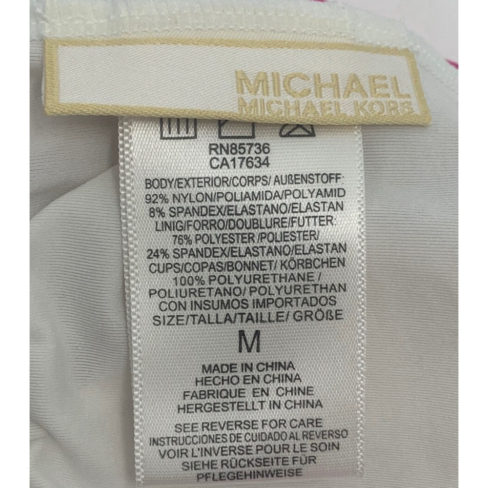 Michael Kors Tankini Top Swimsuit Size Medium Pink Logo Padded Shelf Bra - Picture 5 of 5